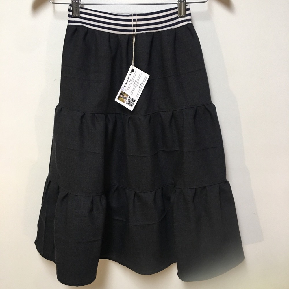 Skirt 100% Wool Girls 7/8 Maxi Gray Ruffle Tiered Preppy Mom and Pop's Kids